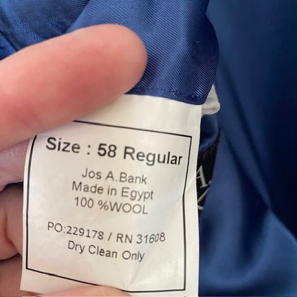 Joseph A. Bank Signature Collection Men's 58 R Blue Check Suit Jacket 100% Wool - Picture 3 of 16